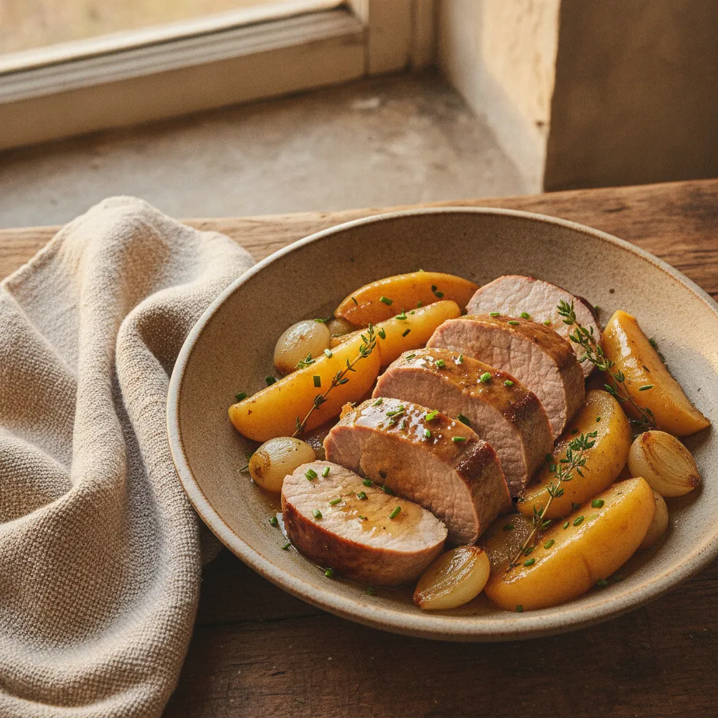 Filet mignon au cidre et aux pommes