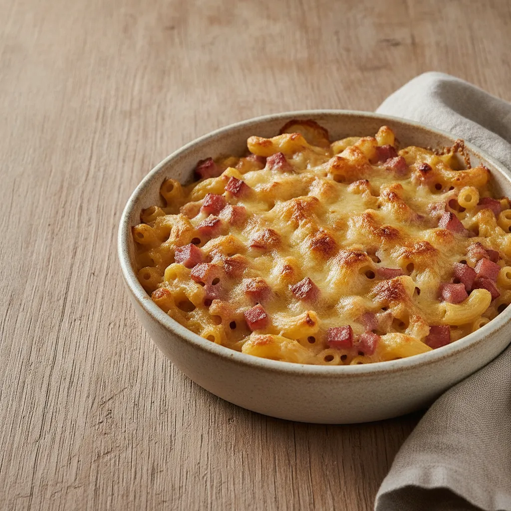 Gratin de macaronis au jambon