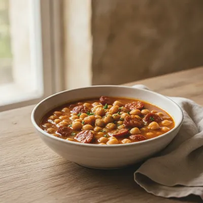 Soupe de pois chiches et chorizo