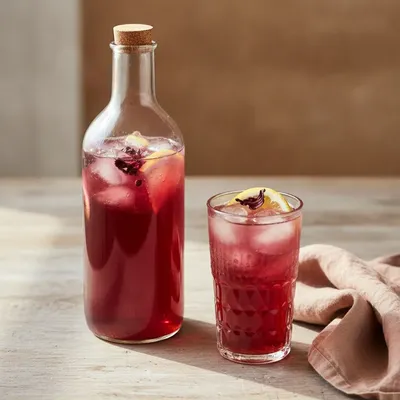 Limonade rose à l'hibiscus et citron