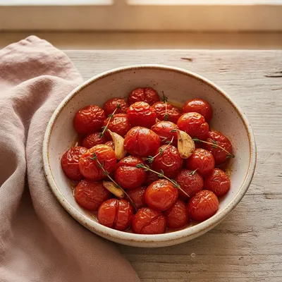 Tomates cerises confites au four