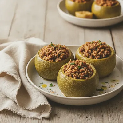 Courgettes rondes farcies à la libanaise