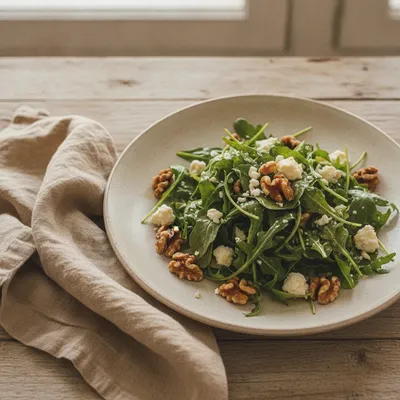 Salade de roquette, feta et noix