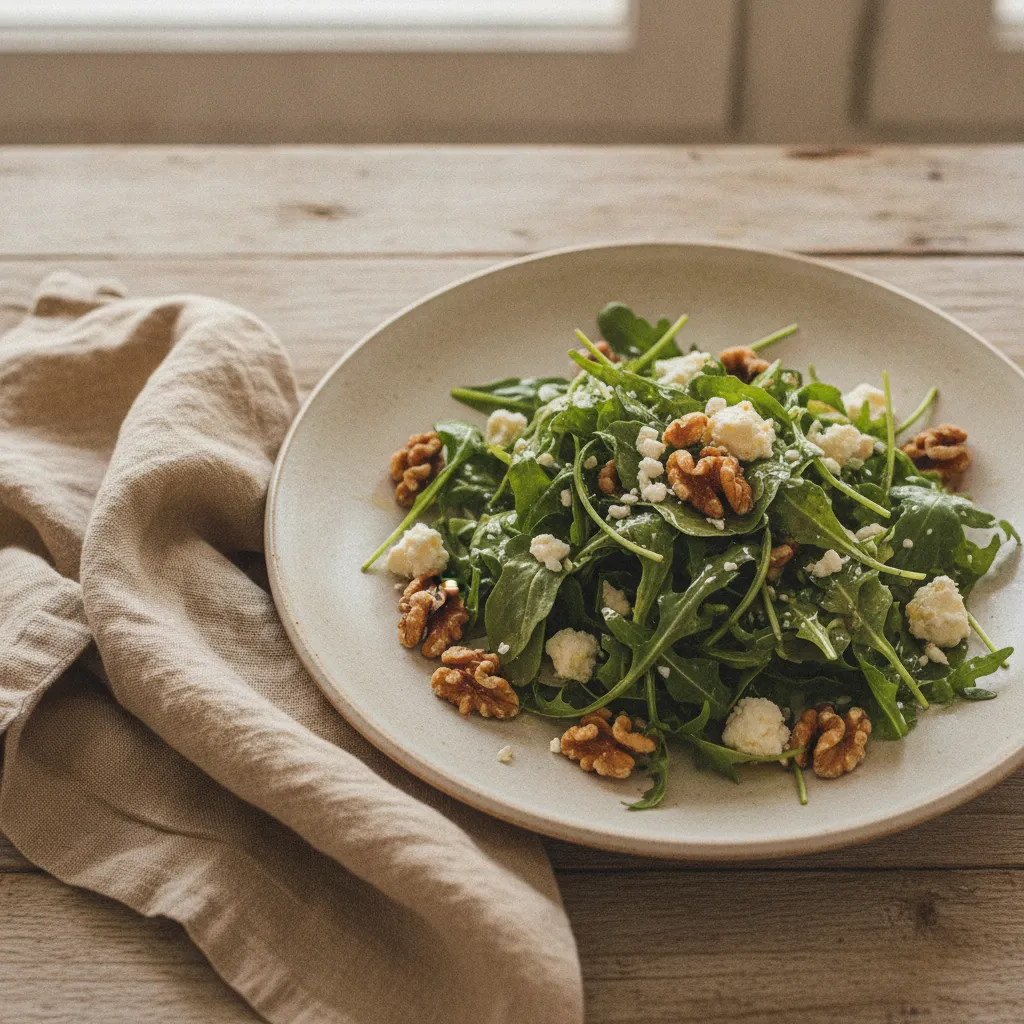 Salade de roquette, feta et noix