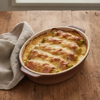 Gratin de poireaux au jambon