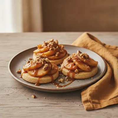 Tarte d'automne pommes, caramel et noix
