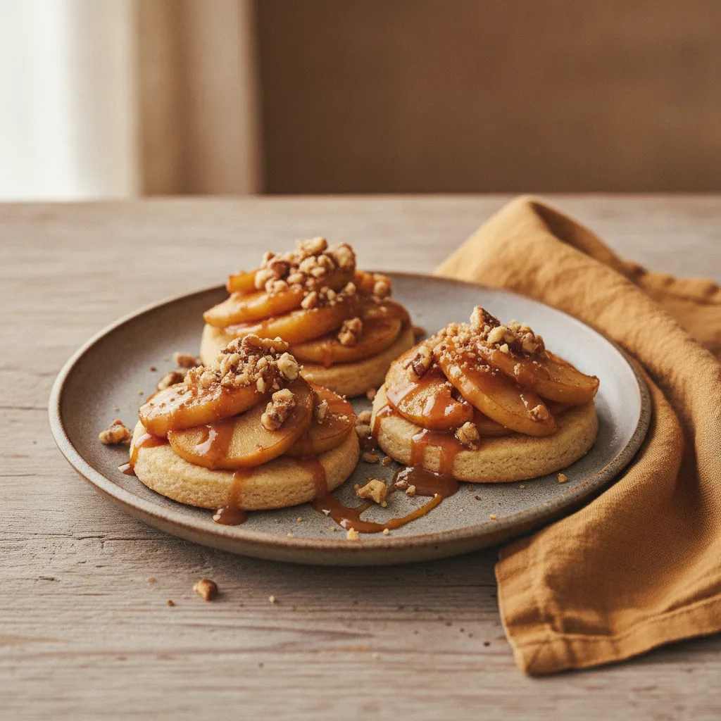 Tarte d'automne pommes, caramel et noix