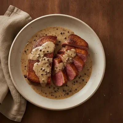 Magret de canard, sauce au poivre