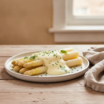 Asperges blanches sauce mousseline