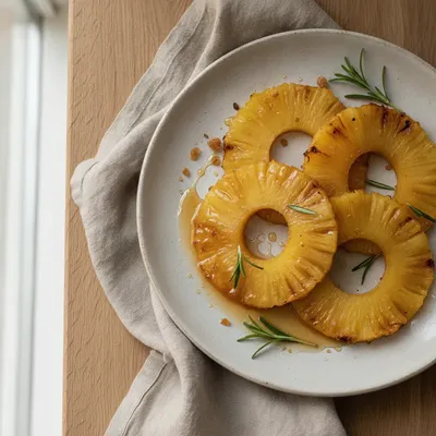 Ananas grillé au miel et au romarin