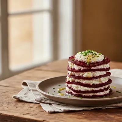 Millefeuille de betterave et chèvre frais