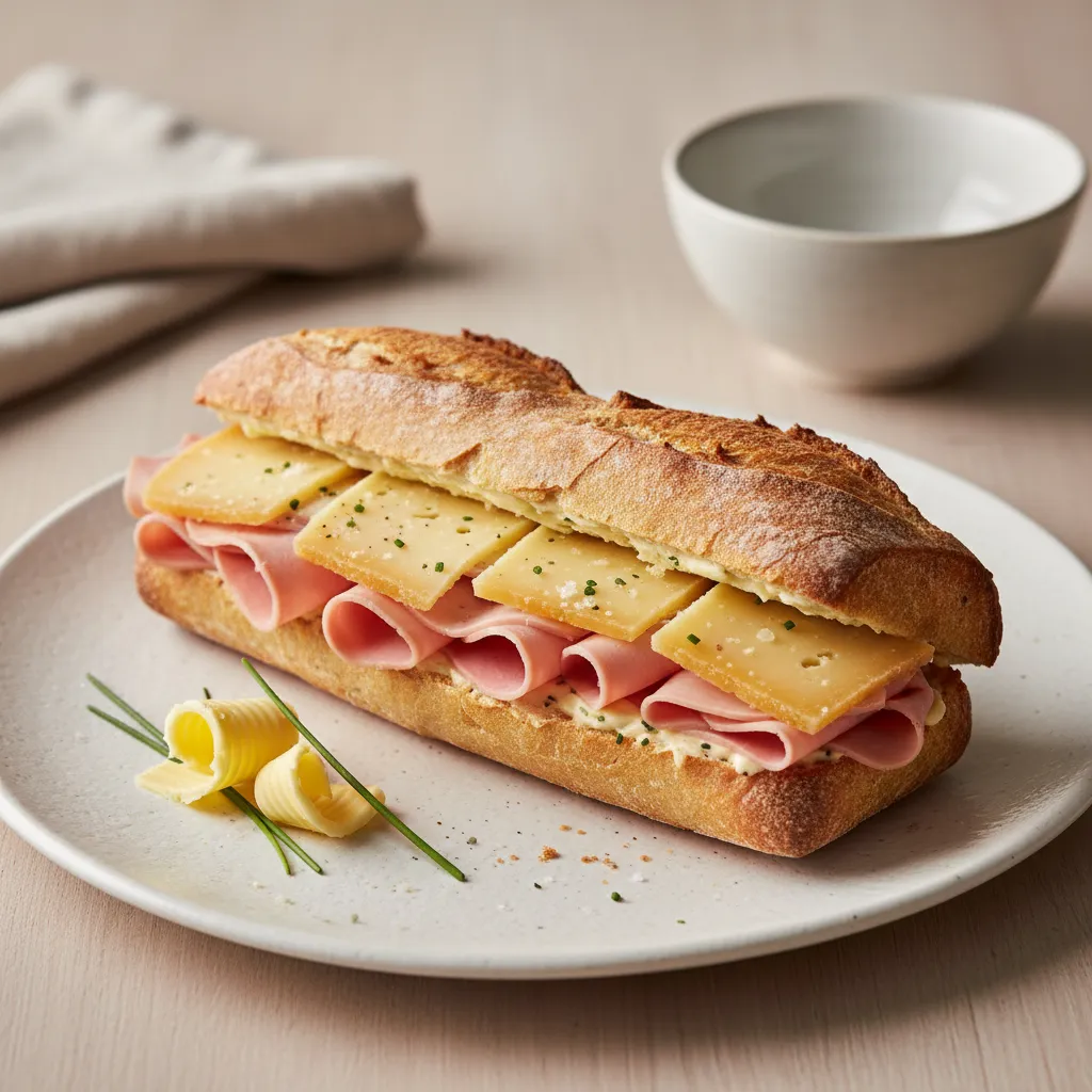 Sandwich jambon blanc, comté, beurre salé
