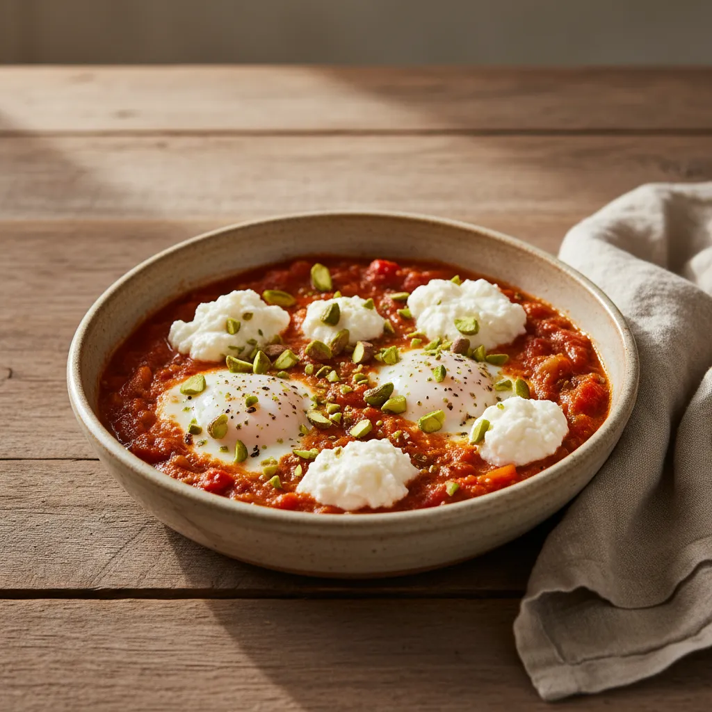 Shakshuka ricotta-pistache
