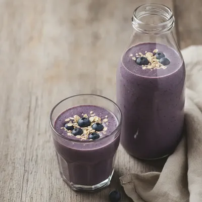 Smoothie myrtille-banane-flocons d'avoine