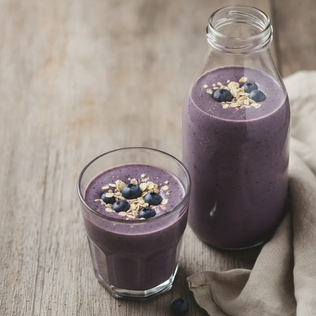Smoothie myrtille-banane-flocons d'avoine